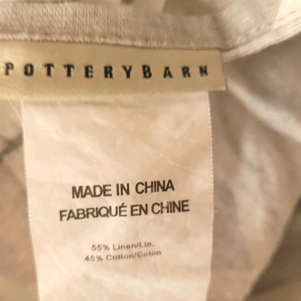 Potterybarn Full/Queen Duvet Linen Blend Cover Gray White Geometric Minimalist